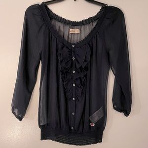 Navy blue Hollister Blouse with buttons, XS